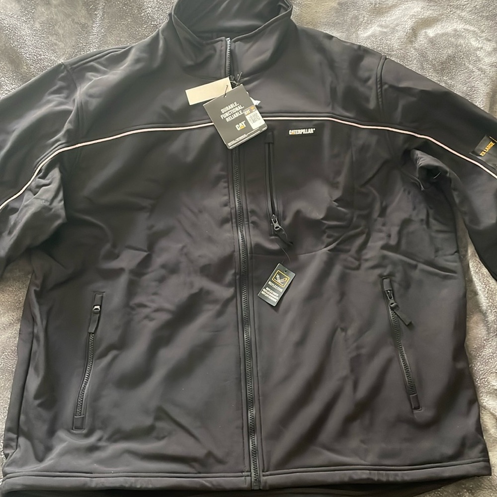 CAT Caterpillar Mens Black Soft Shell Storm Blocker Full Zip Jacket 2xl NWT